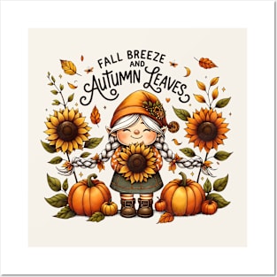 Fall Breeze And Autumn Leaves Posters and Art